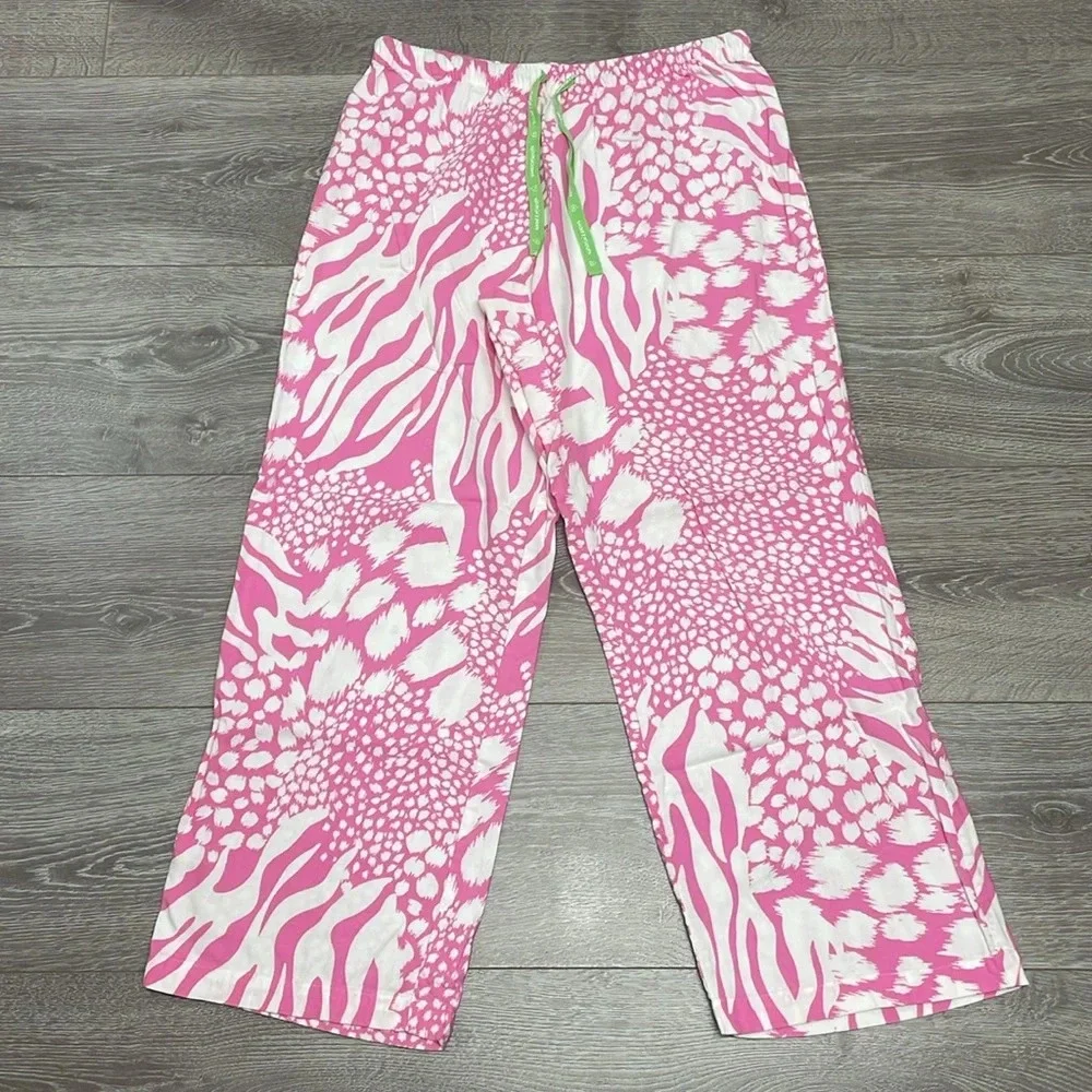 Victoria’s Secret Flannel Pajama Pants Pink White Leopard S